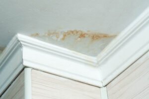 water leak, water-damaged ceiling